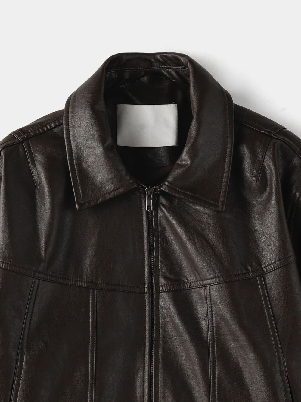 低調光澤感!植物性純素寬鬆短皮褸|2色入