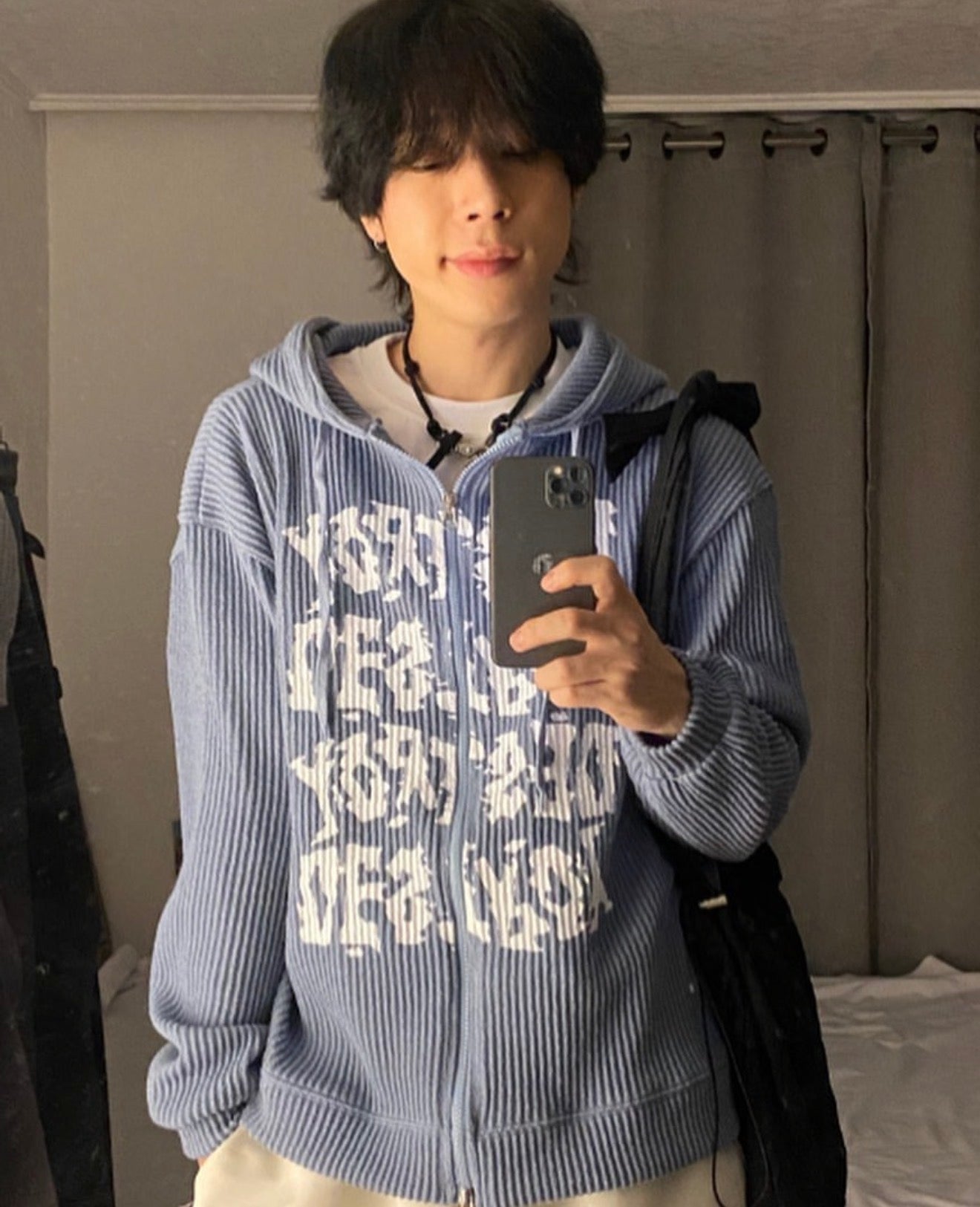 Destory印花針織薄款拉鏈外套