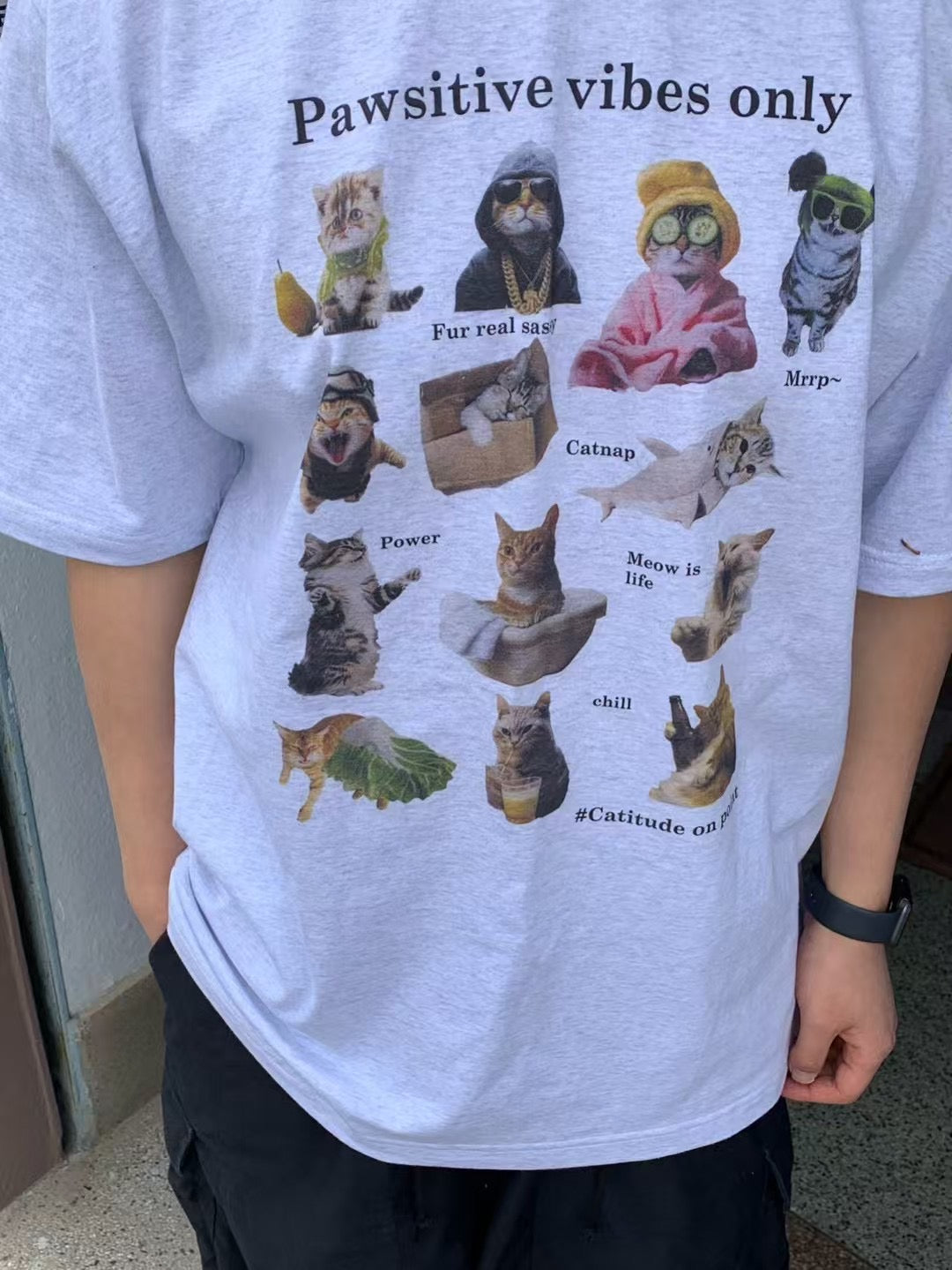 Pawsitive vibes only 貓貓印花短袖