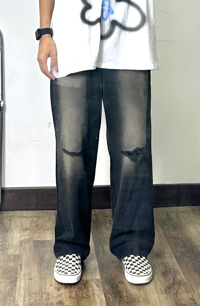 Stone washed relic jeans