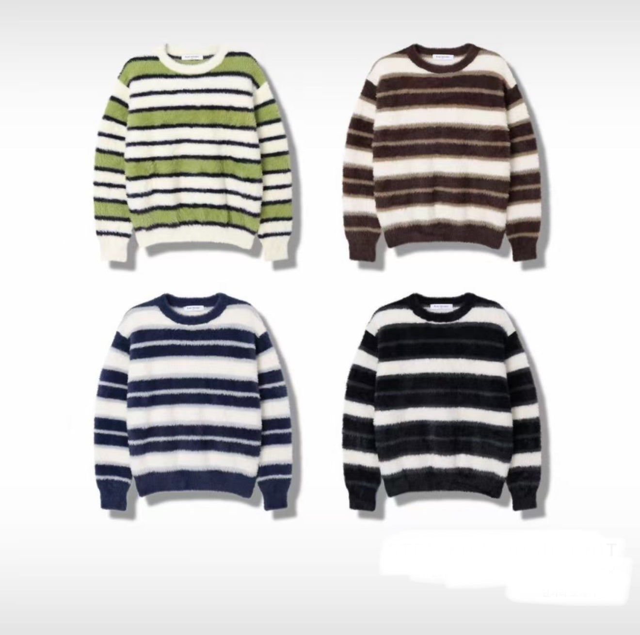 柔軟馬海毛橫間針織冷衫