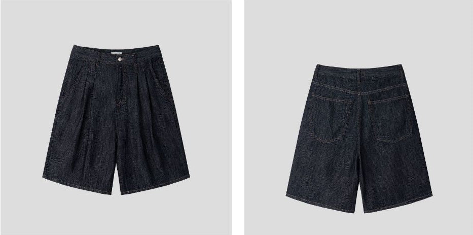 PREMIUM Set👑斜紋雙褶靛藍牛仔褲|1色入