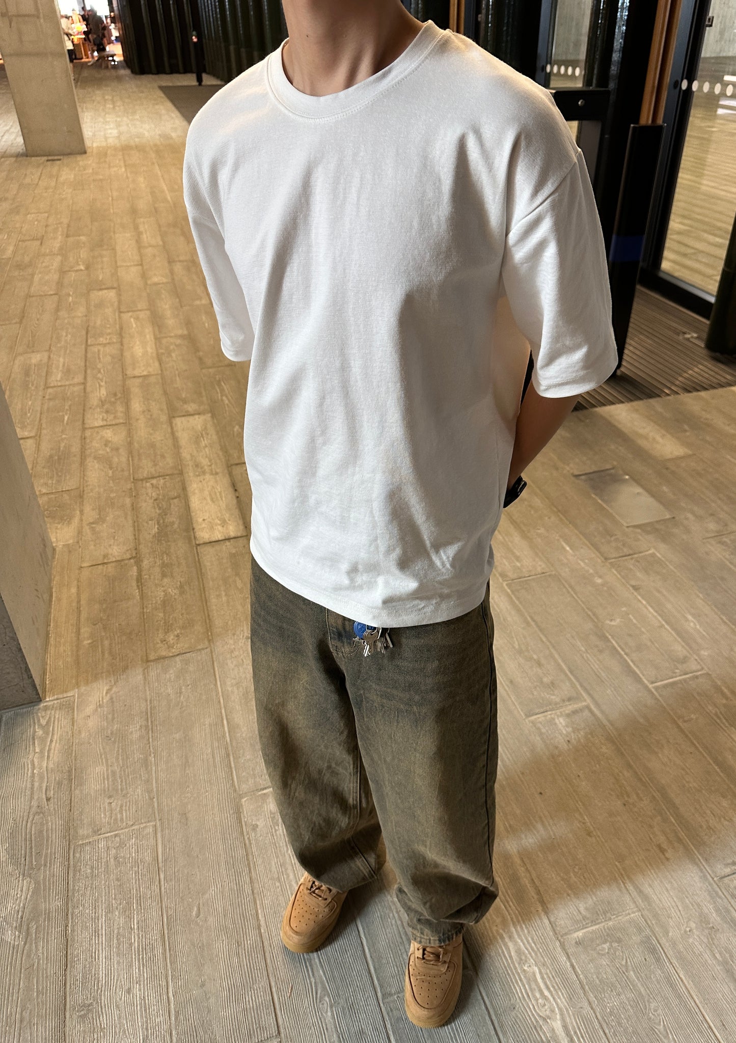 寬鬆復古直腳牛仔褲(Brush Blue)