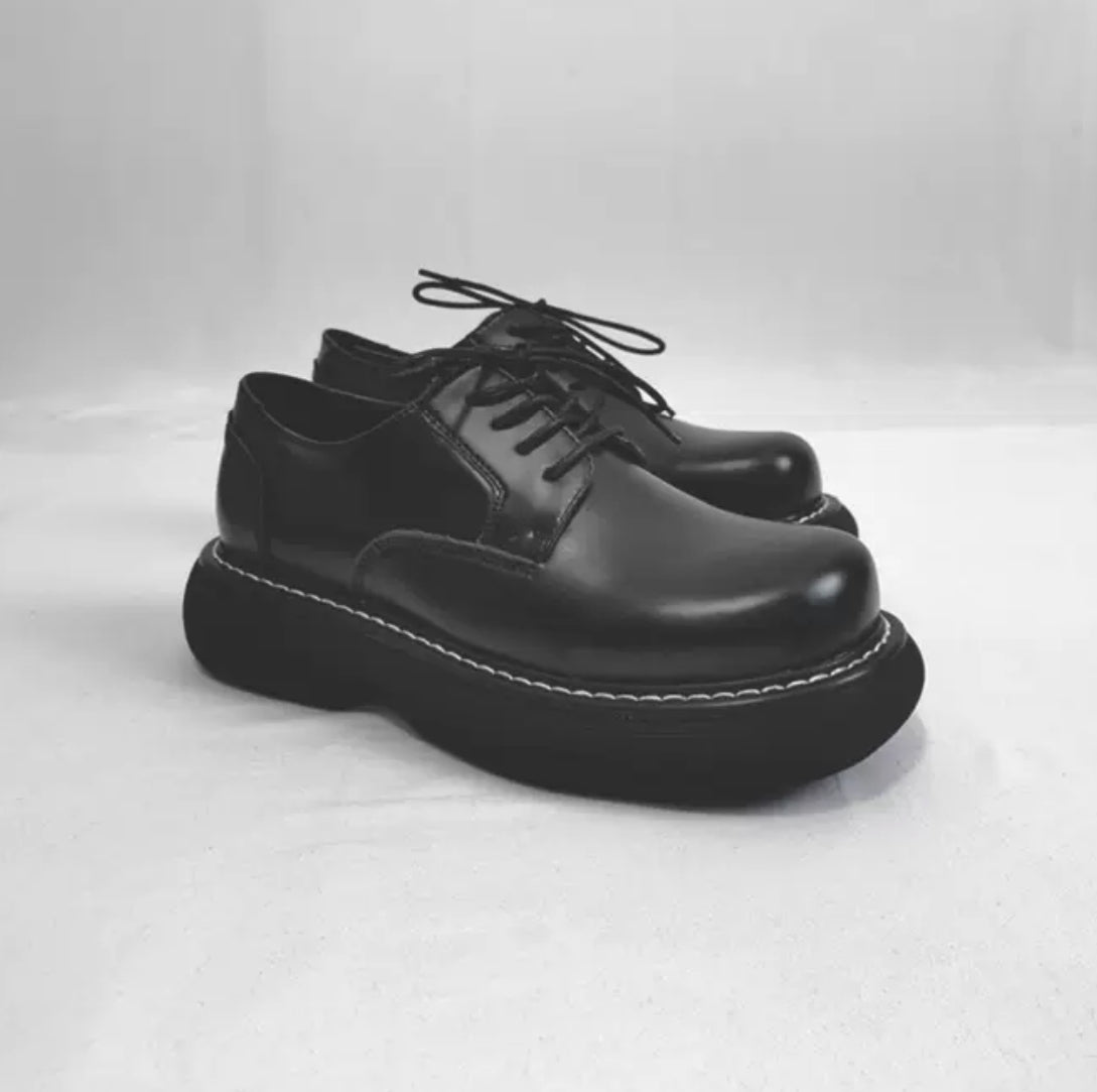 明線圓頭皮鞋!增高5cm❗️(韓國碼)