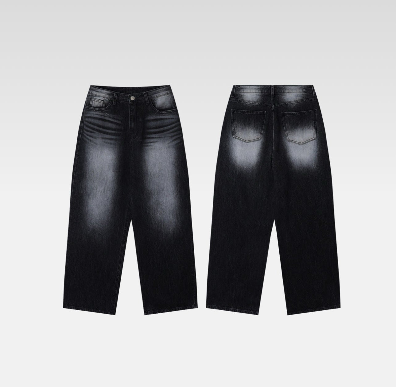 高腰闊身水洗牛仔褲!拉長下半身比例!