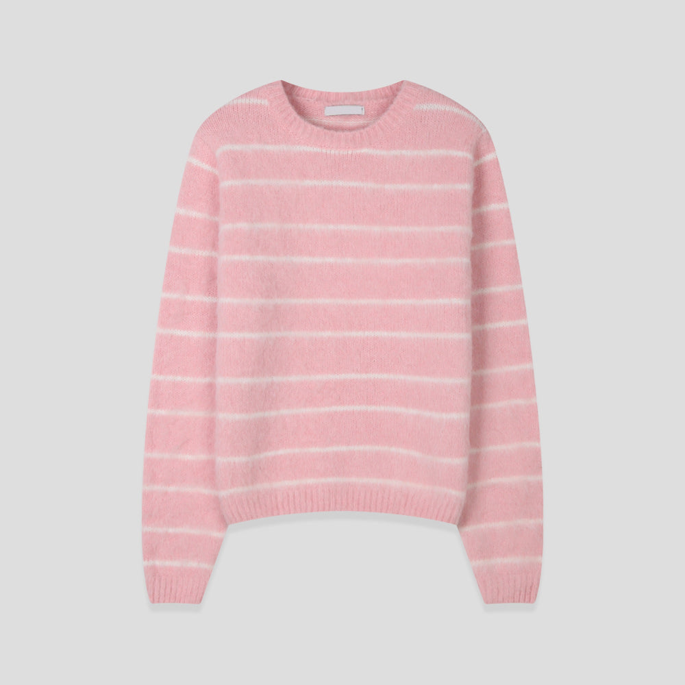 易襯款!馬海毛條紋針織衫|4色入