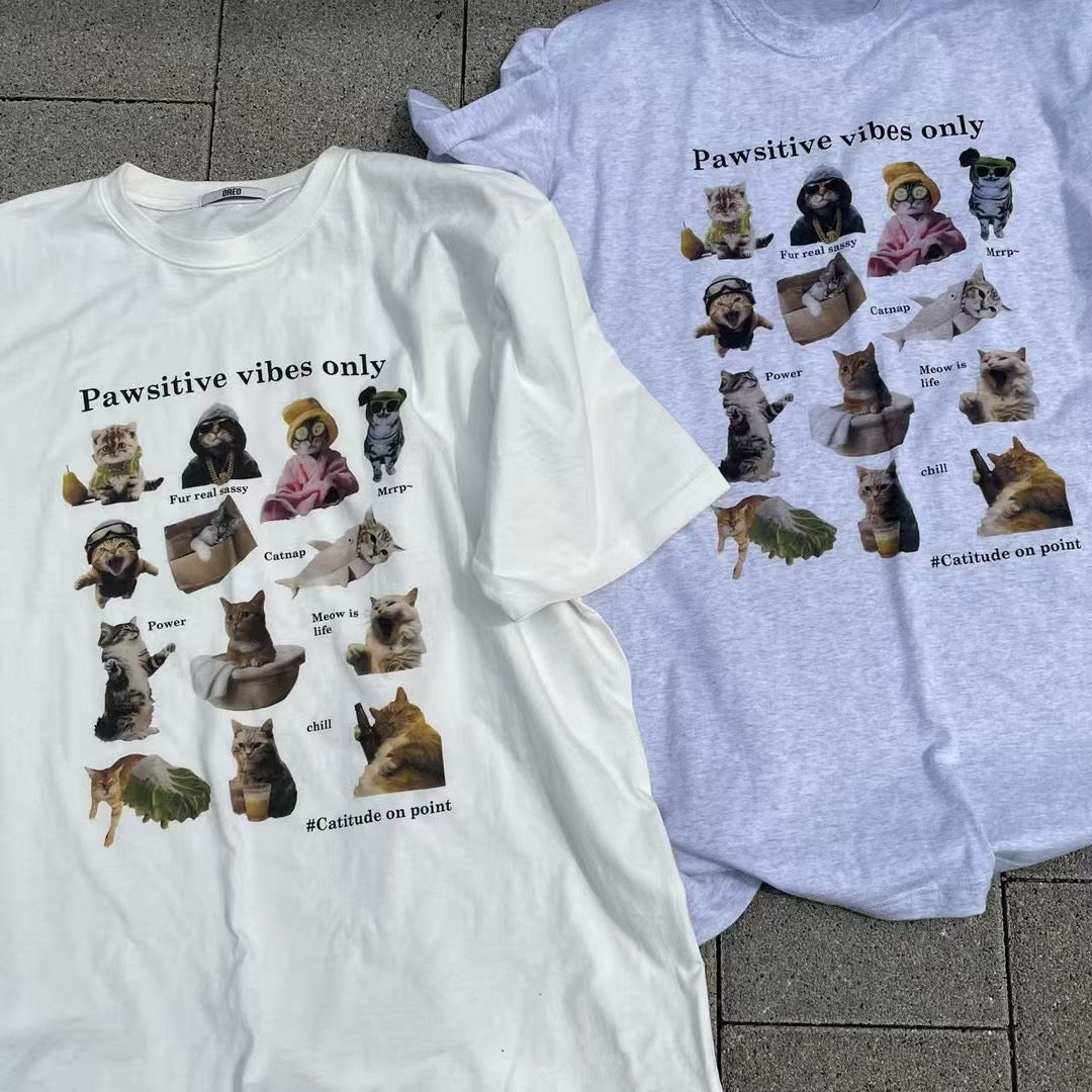 Pawsitive vibes only 貓貓印花短袖