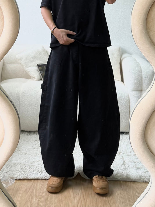 闊身裂紋彎刀褲