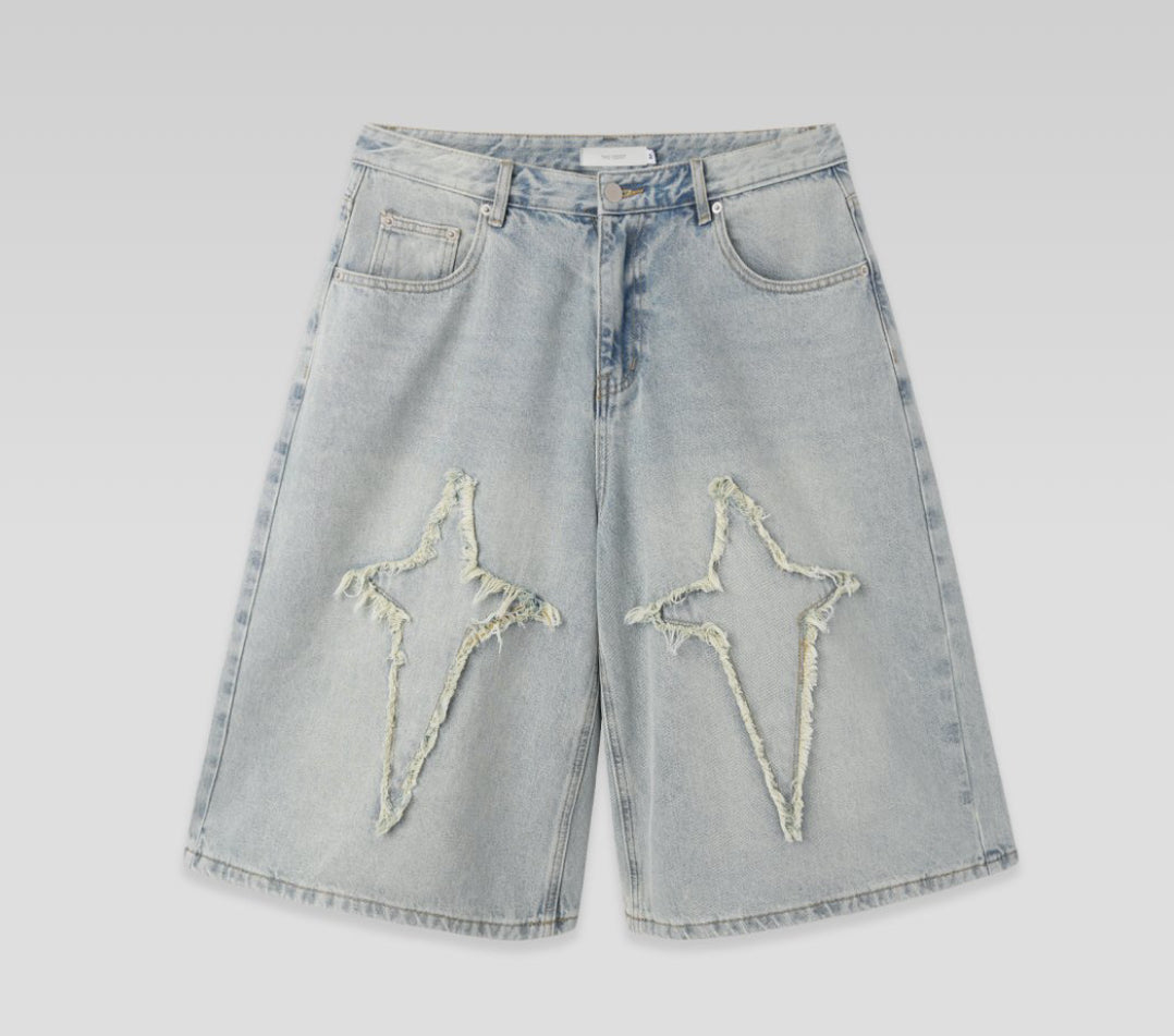 星星補丁七分褲