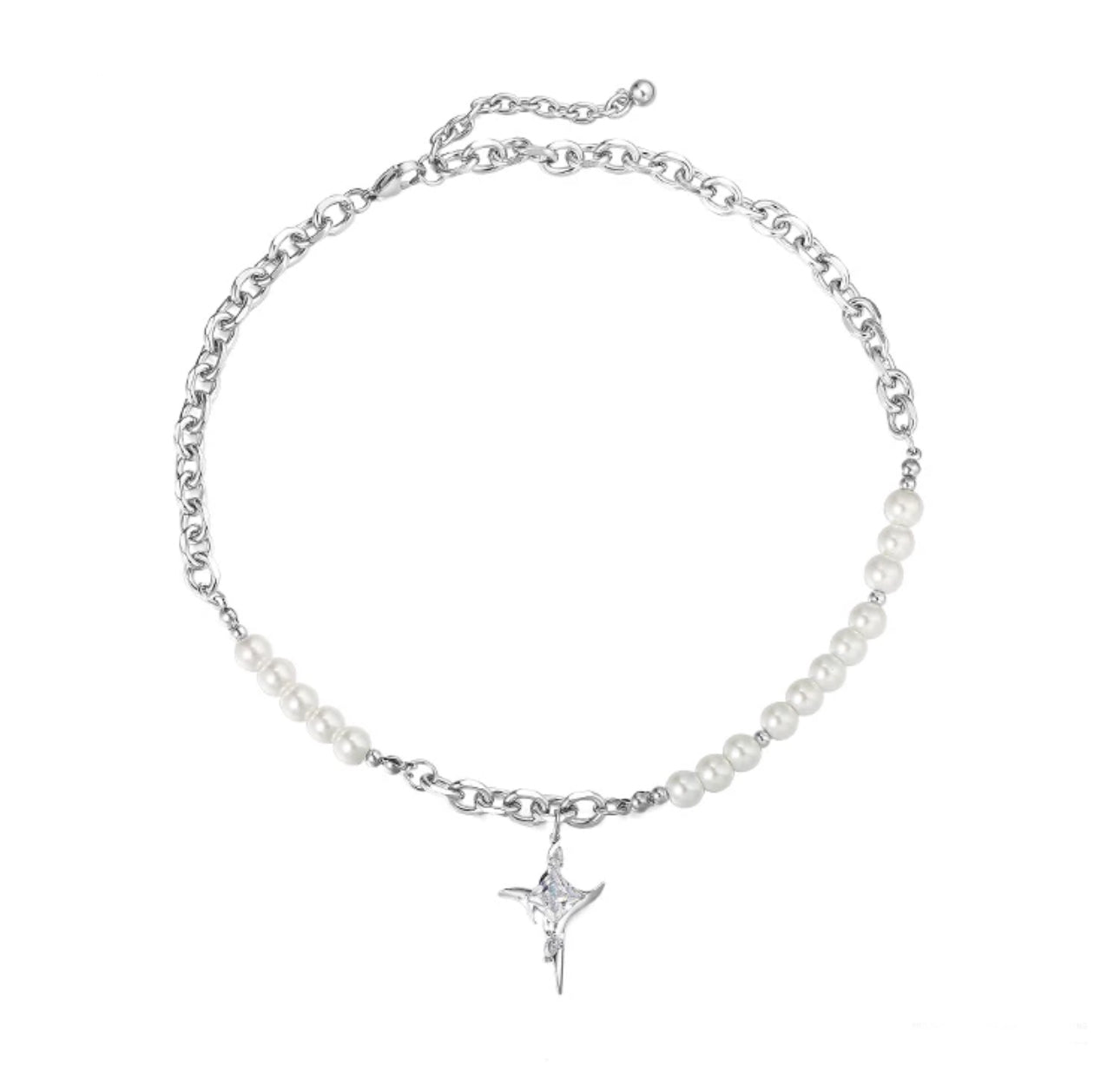 Star & Pearl Cross Necklace