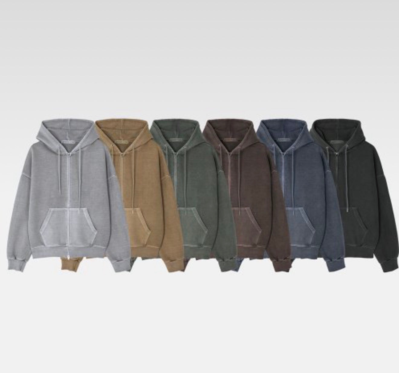 重磅水洗純色Oversized雙拉鏈衛衣