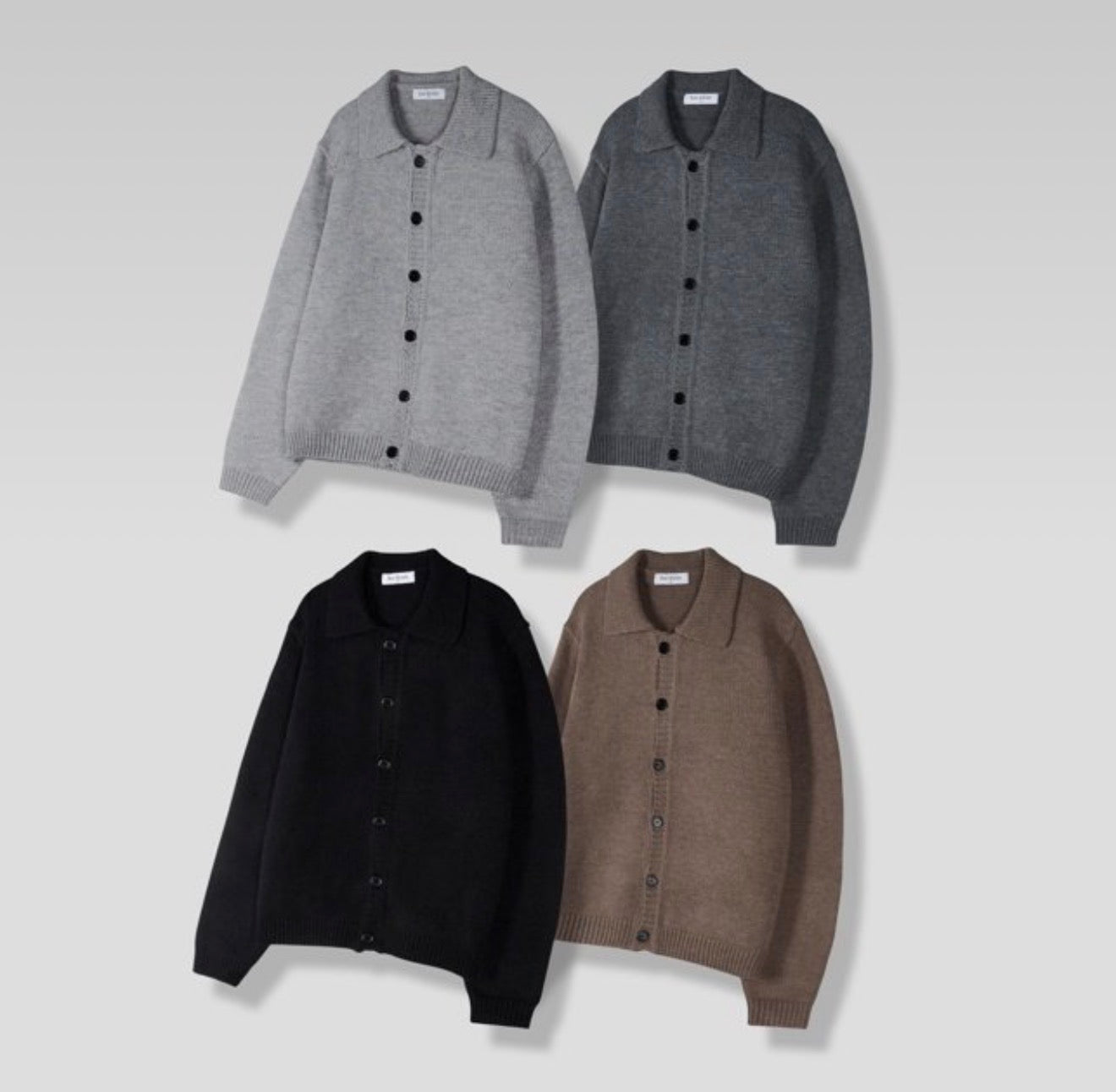 初秋純色鈕扣開胸針織衫