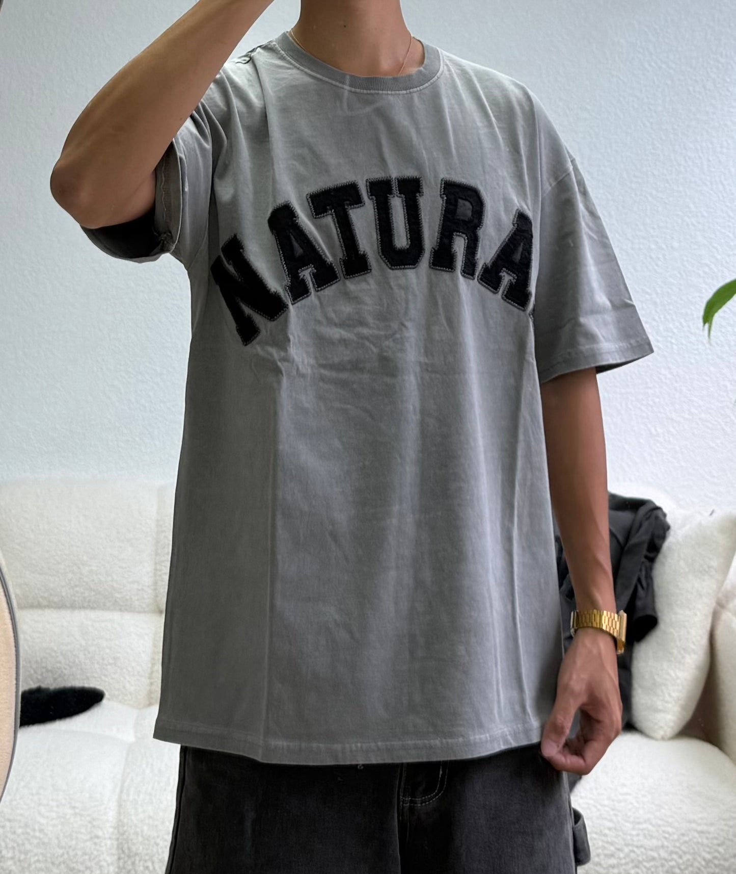 TW NATURAL水洗拼貼布刺繡短袖