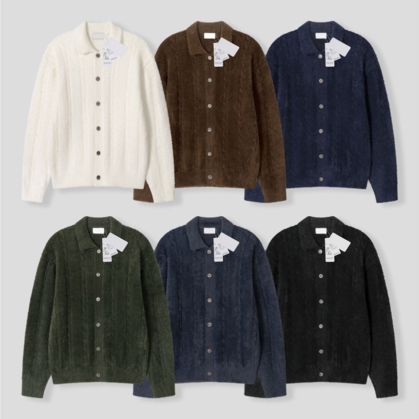 絨毛感🧶Angora山羊毛翻領麻花針織衫|6色入