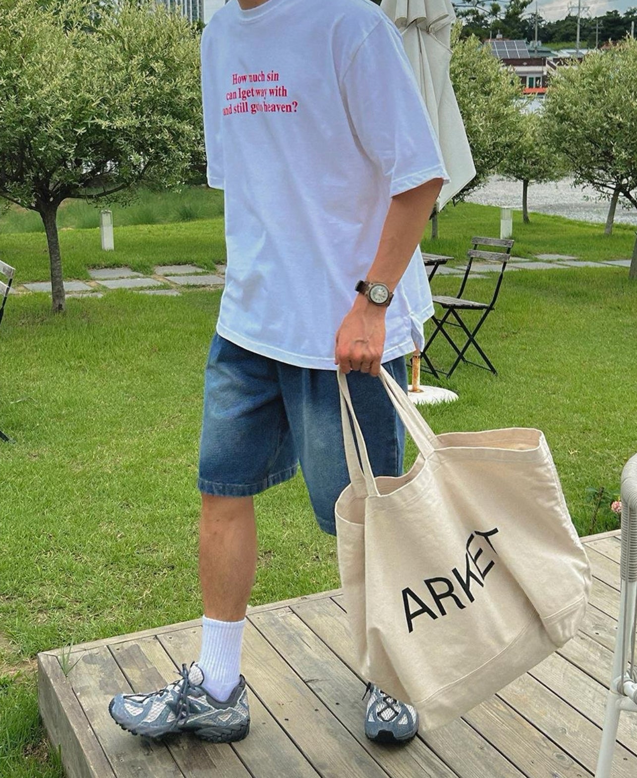 簡約感個性短句棉質短袖