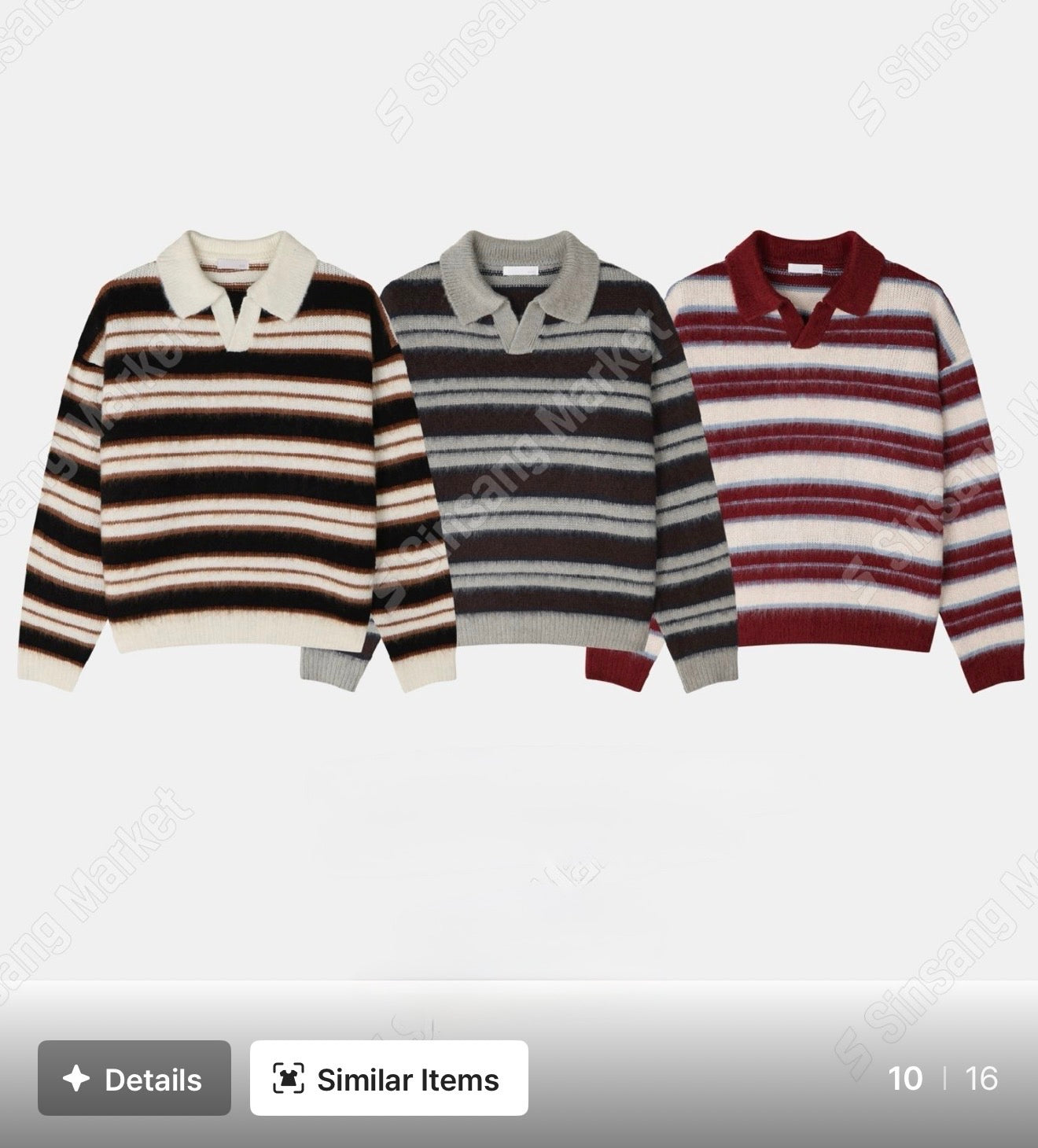 刷毛橫間翻領針織衫|3色入