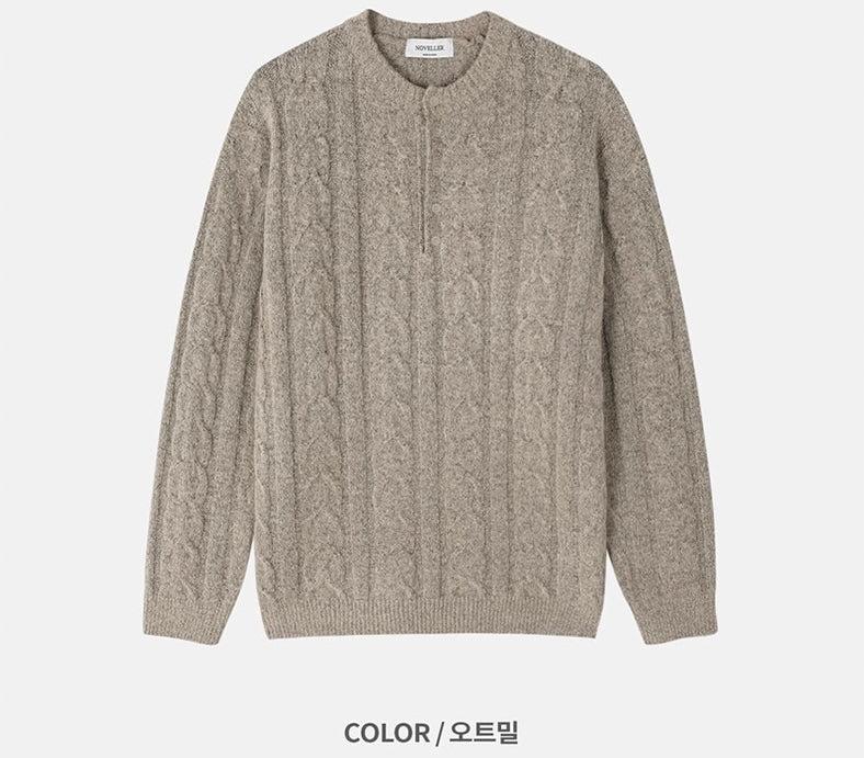 (紳士風上衣)亨利領立體麻花針織冷衫|4色入