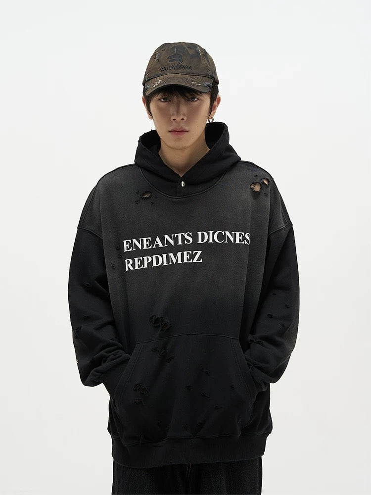 Stone washed Relic Letter Hoodie