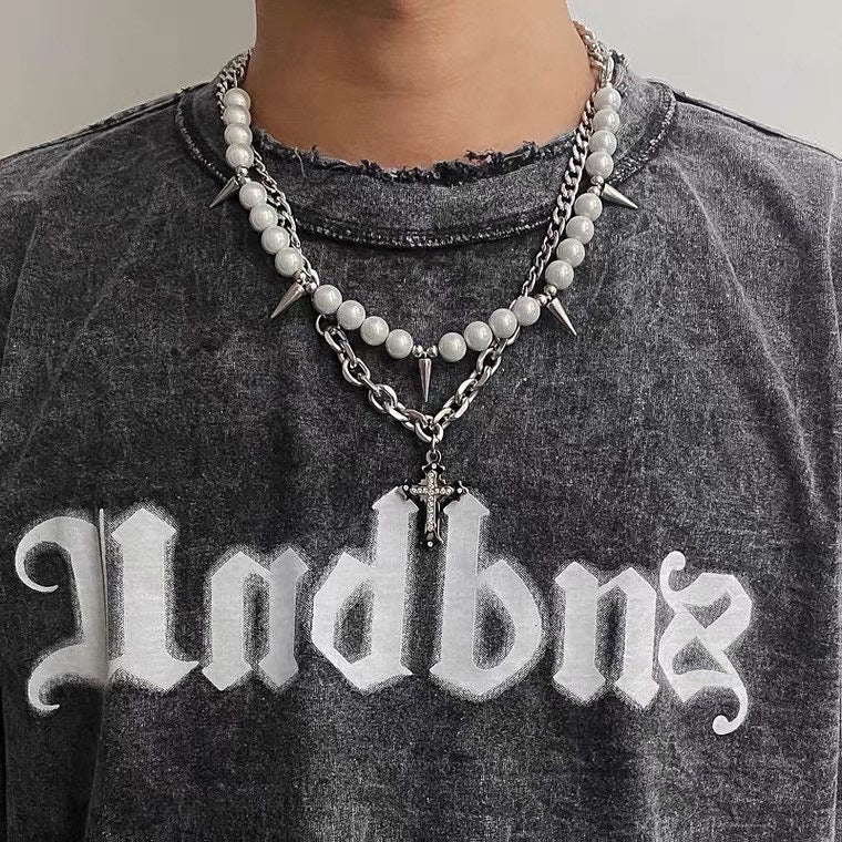 Cuban Chain Necklace With Pearls