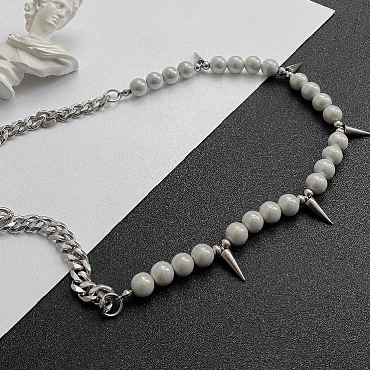 Cuban Chain Necklace With Pearls