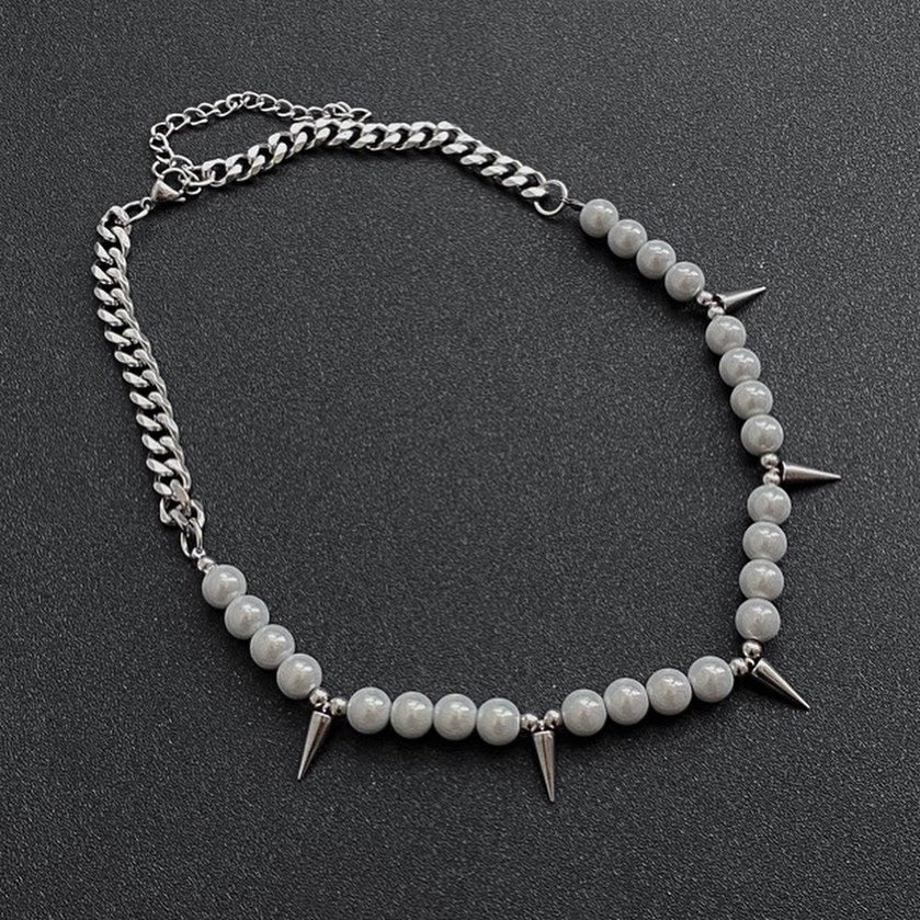 Cuban Chain Necklace With Pearls