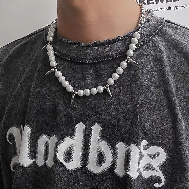 Cuban Chain Necklace With Pearls