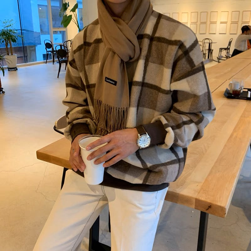 Crew Neck Plaid Sweater