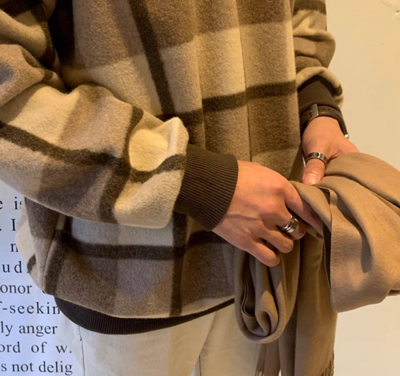 Crew Neck Plaid Sweater