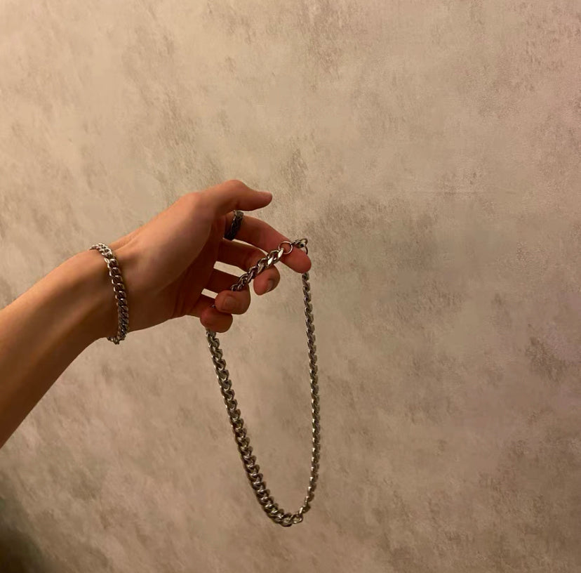 Cuban Chain Necklace&Bracelet Set