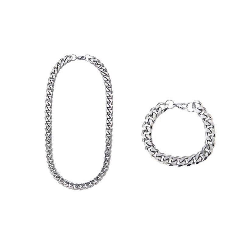 Cuban Chain Necklace&Bracelet Set