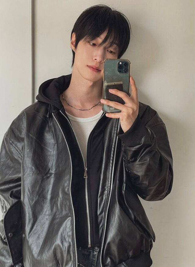 🔥店主推薦！型格假兩件連帽分層皮褸｜2色入