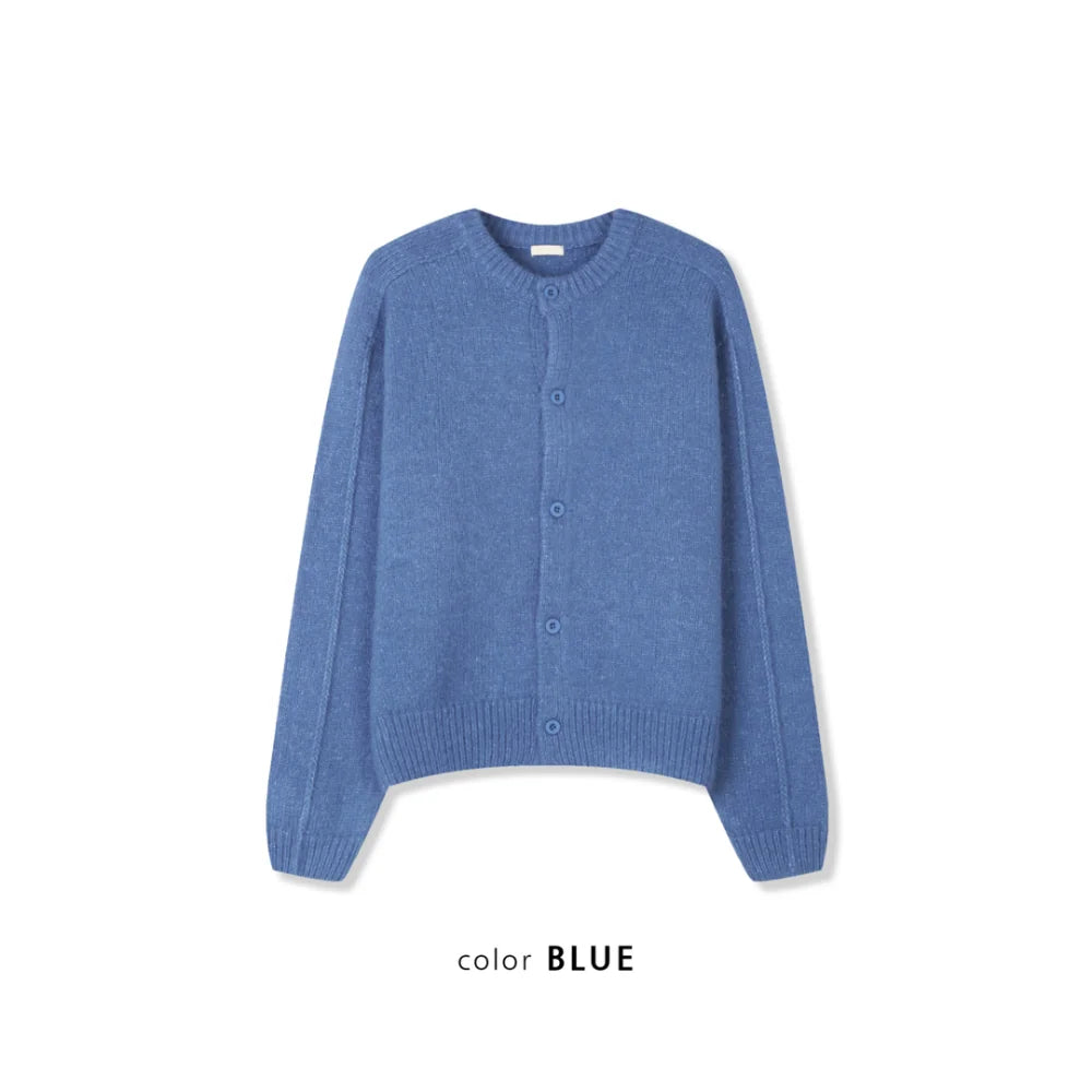 立體剪裁顯肩闊💪🏻圓領短款開胸針織衫｜6色入