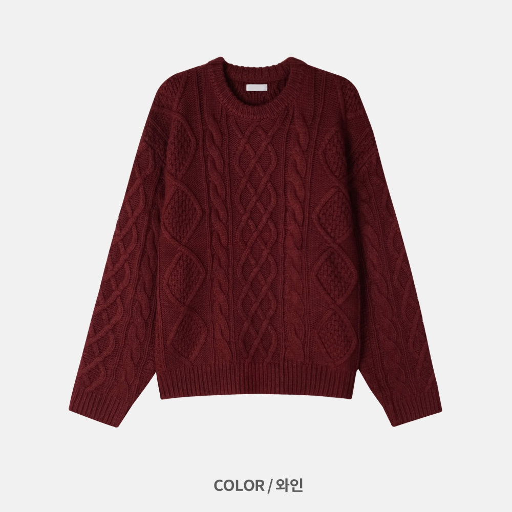 50%羊毛🐑漁夫紋麻花針織衫｜4色入