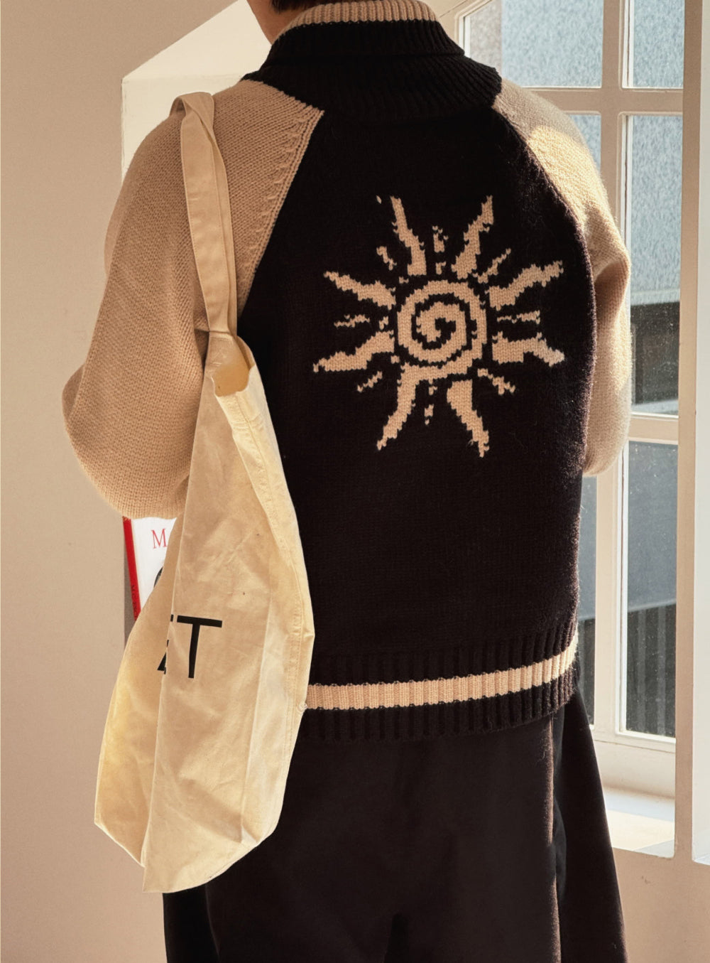 Zip up🧶太陽翻領開胸針織外套｜2色入