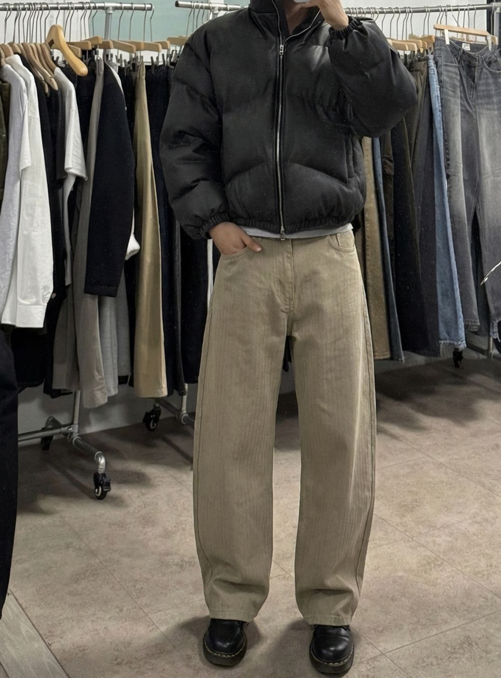 韓國大熱🔥人字紋弧形休閒褲｜3色入