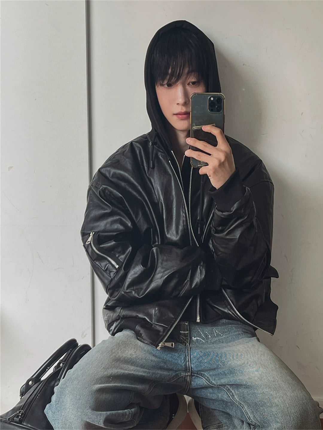 🔥店主推薦！型格假兩件連帽分層皮褸｜2色入