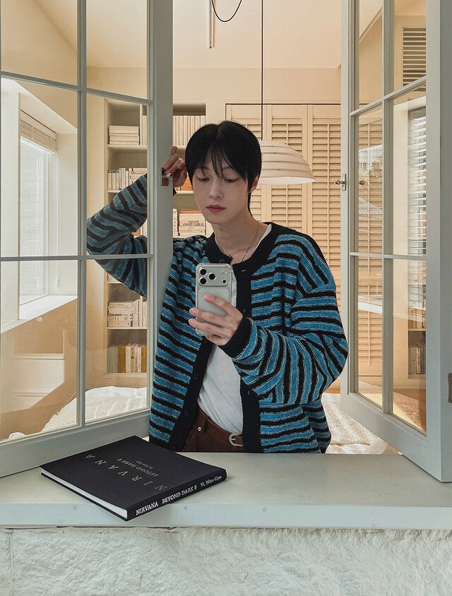 軟糯手感！短款橫間開胸針織外套｜2色入