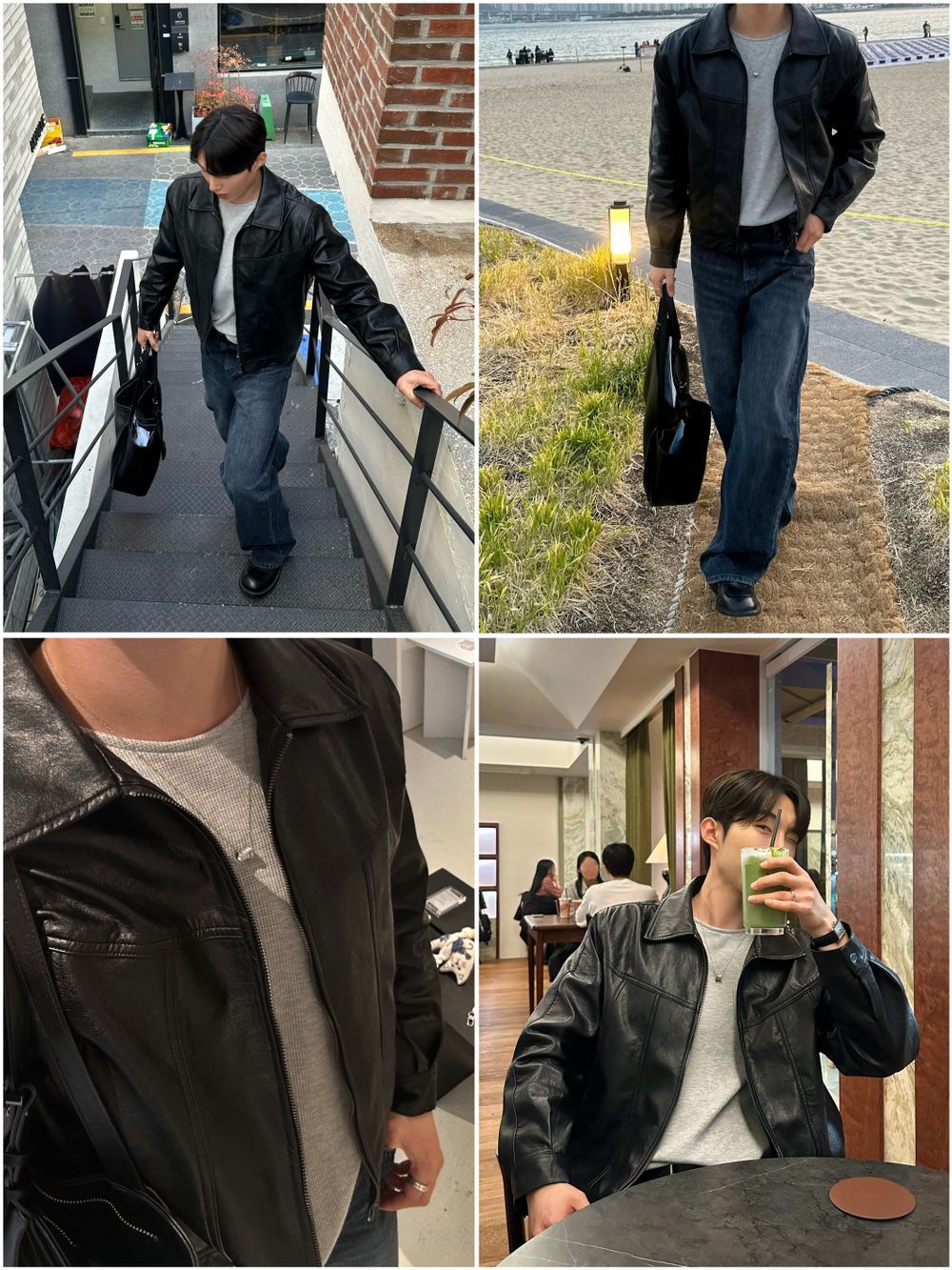 低調光澤感！植物性純素寬鬆短皮褸｜2色入