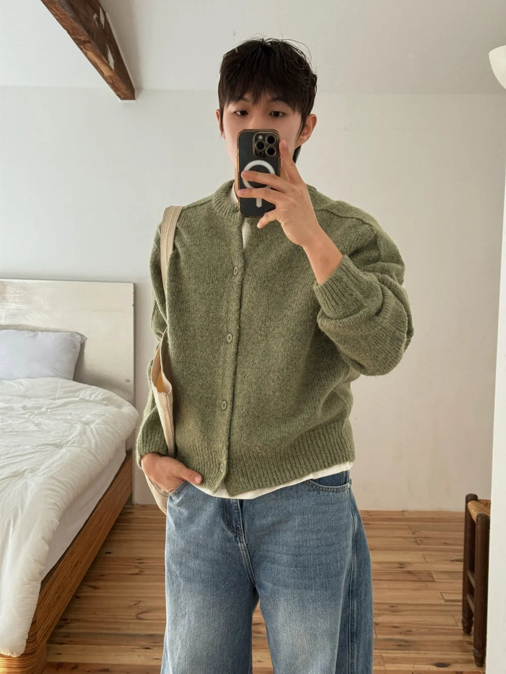 立體剪裁顯肩闊💪🏻圓領短款開胸針織衫｜6色入