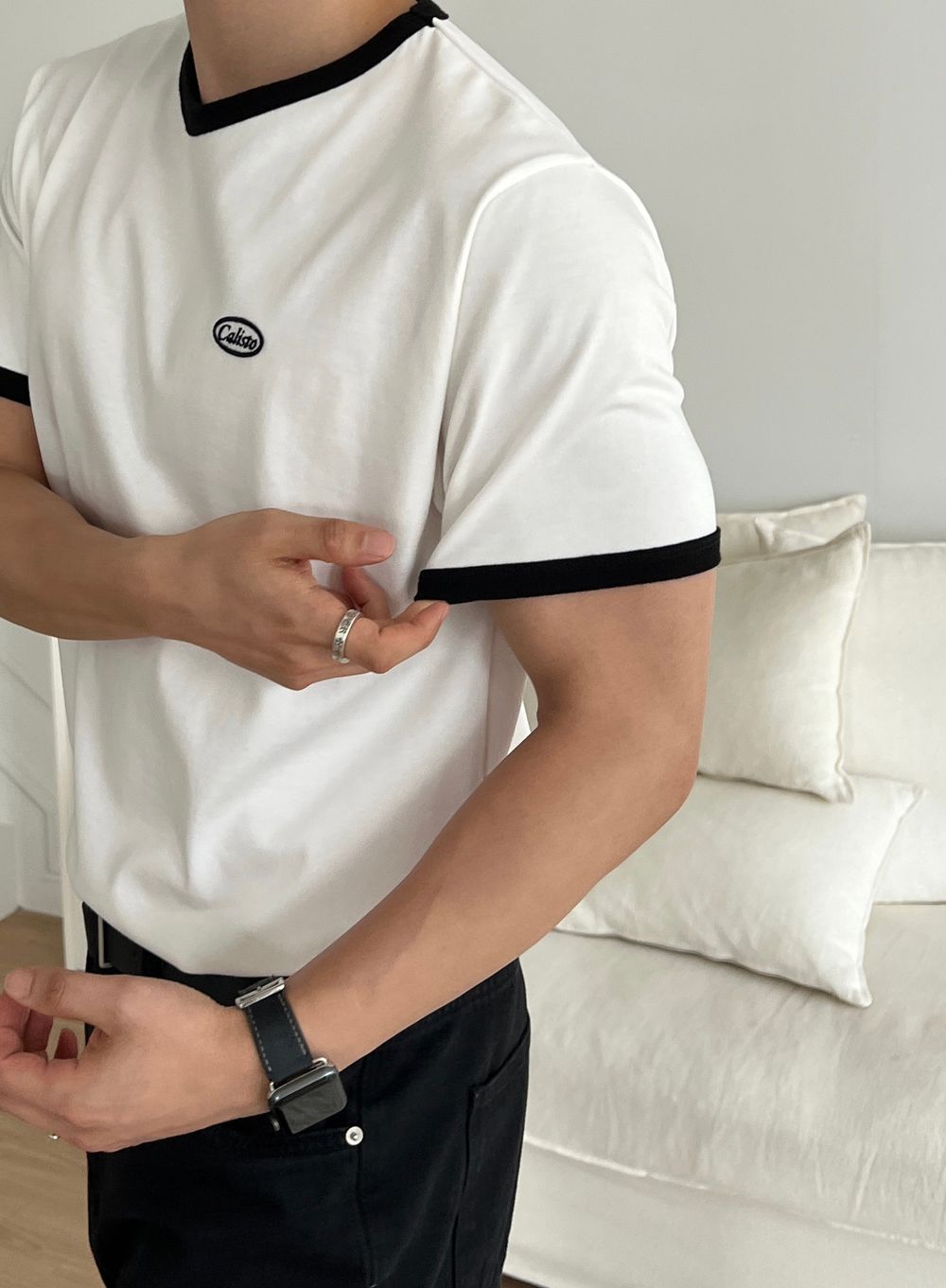 Caliso復古純棉撞色短袖｜3色入