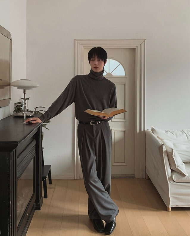 韓版基礎寬鬆西褲｜3色入