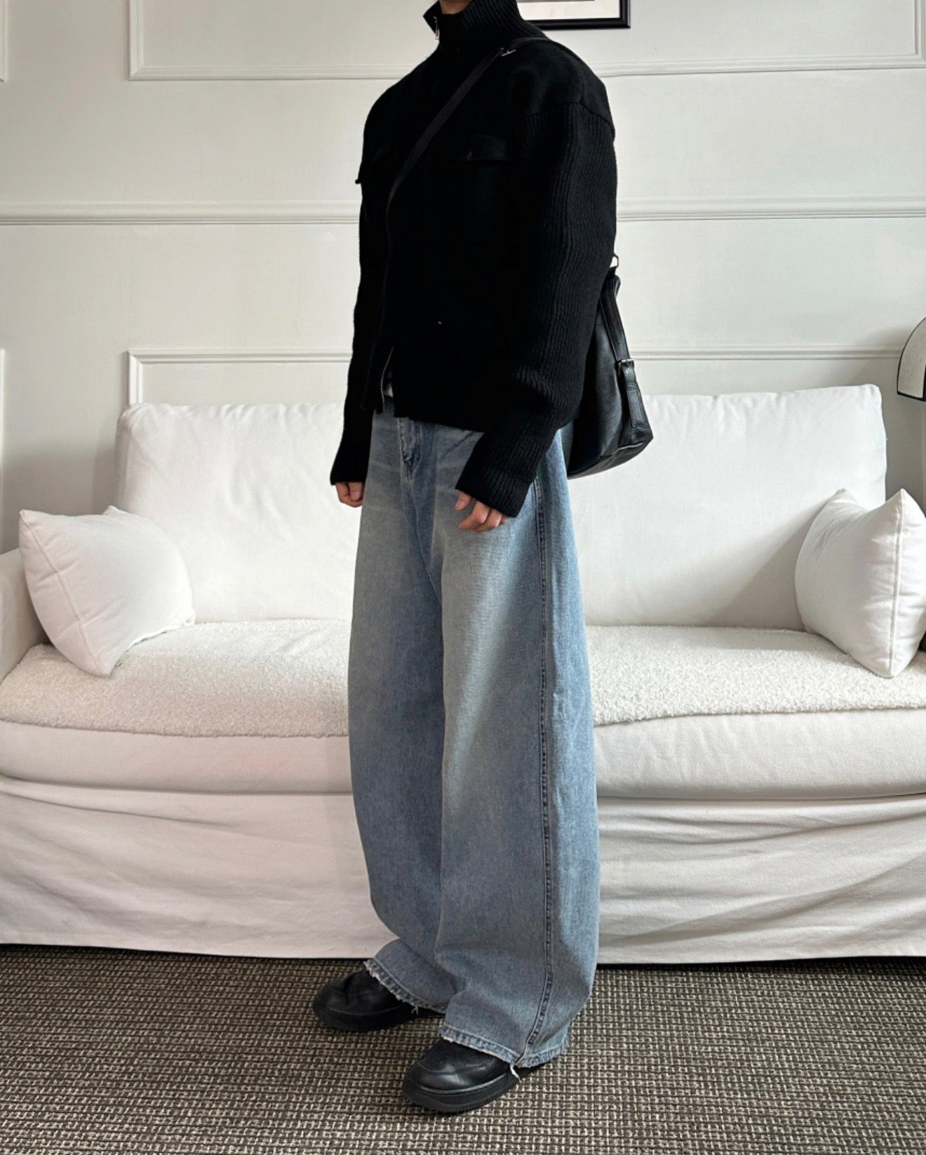 半短版高領拉鍊開胸針織衫｜2色入