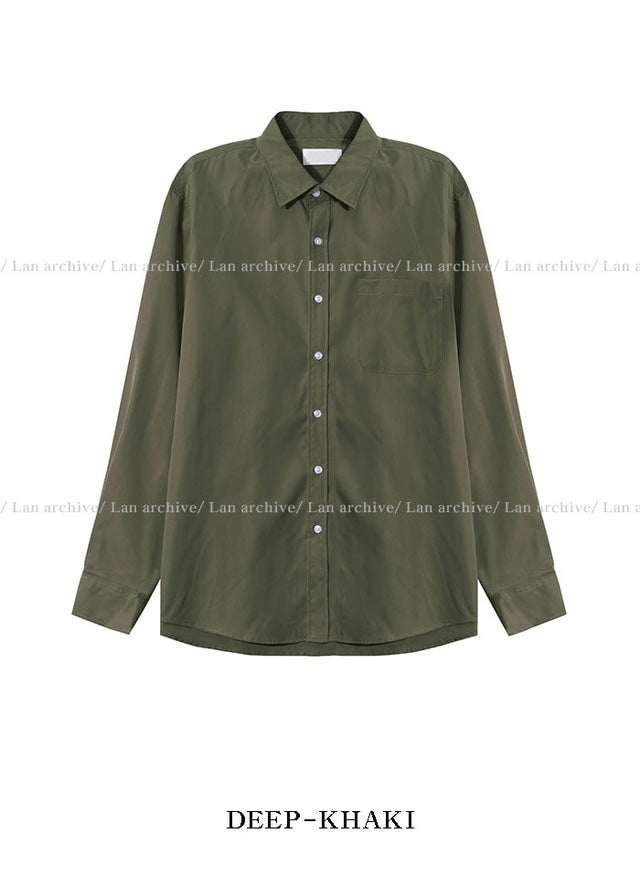 回饋價🧧韓製Pocket口袋基礎款長袖恤衫｜15色入