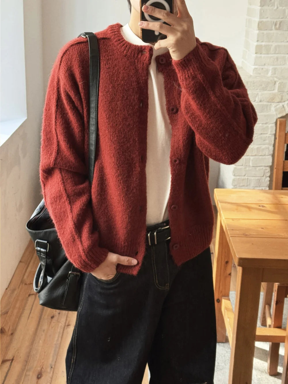 立體剪裁顯肩闊💪🏻圓領短款開胸針織衫｜6色入