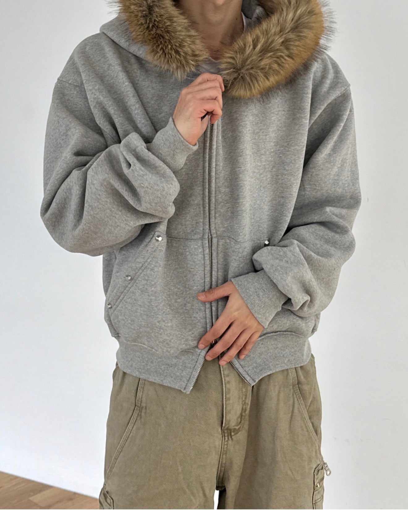 短款比例更好！重磅刷毛開胸衛衣｜2色入