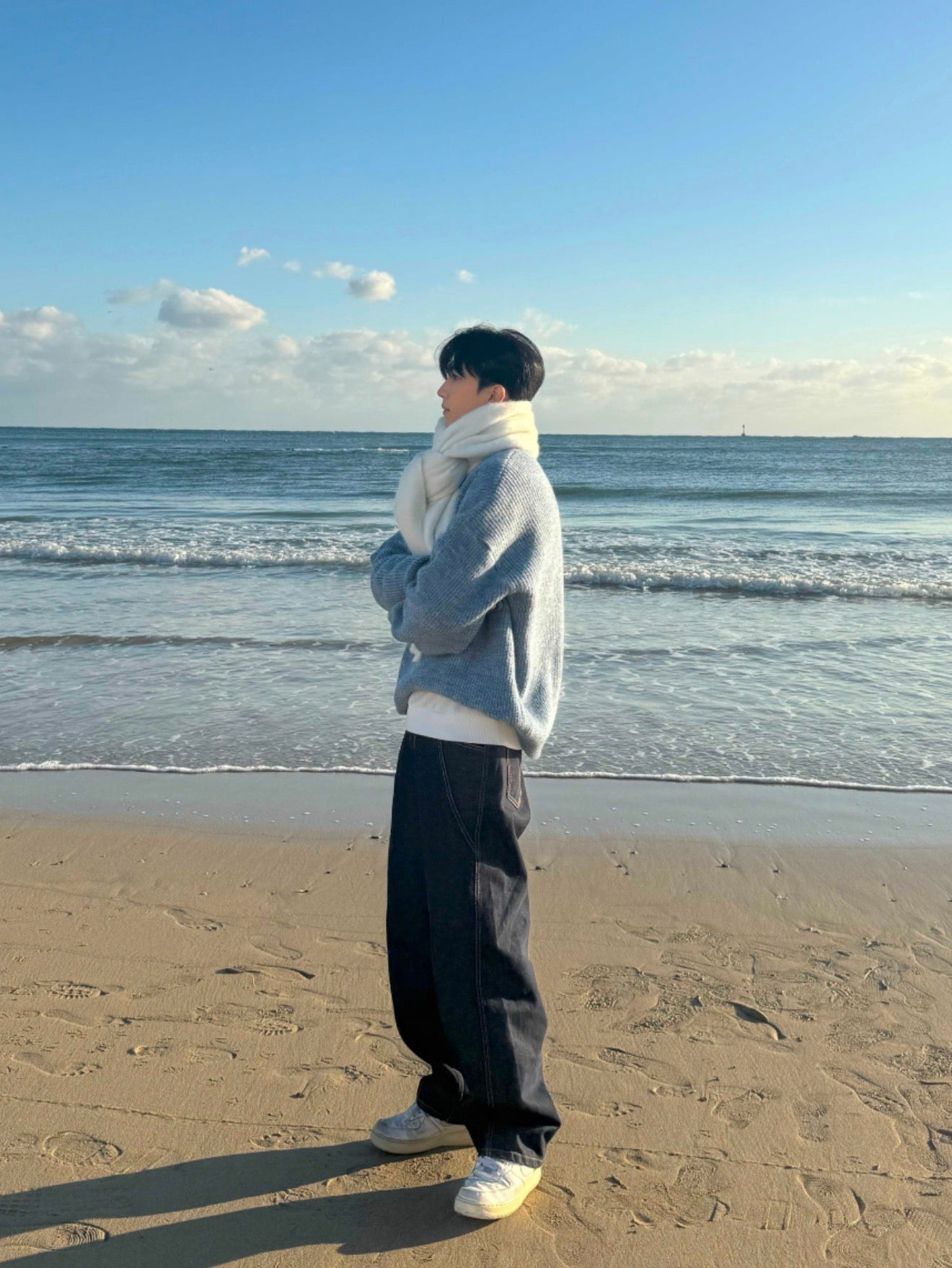 男友感Max！混色羊毛混紡寬鬆針織衫｜4色入