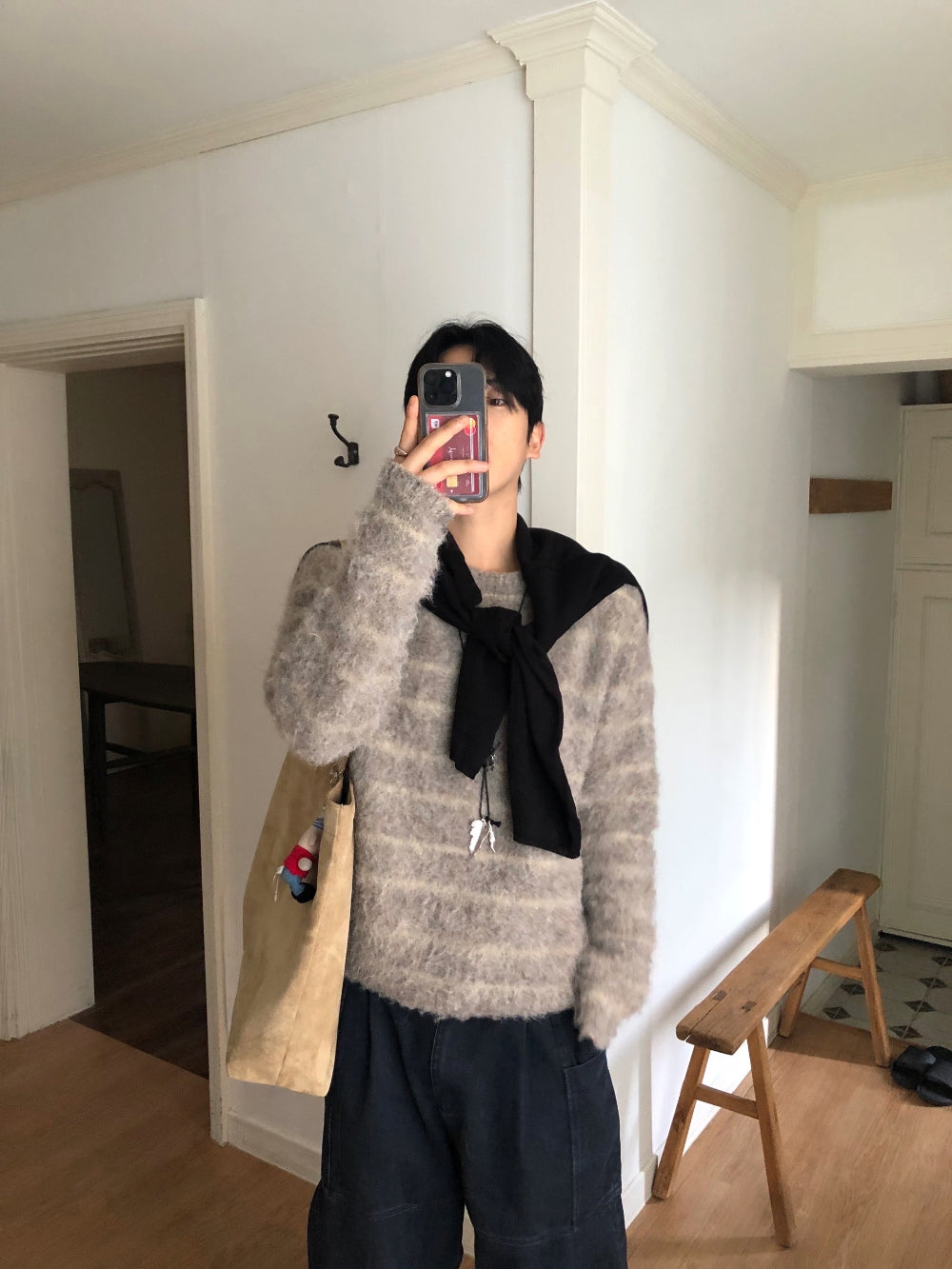 易襯款！馬海毛條紋針織衫｜4色入