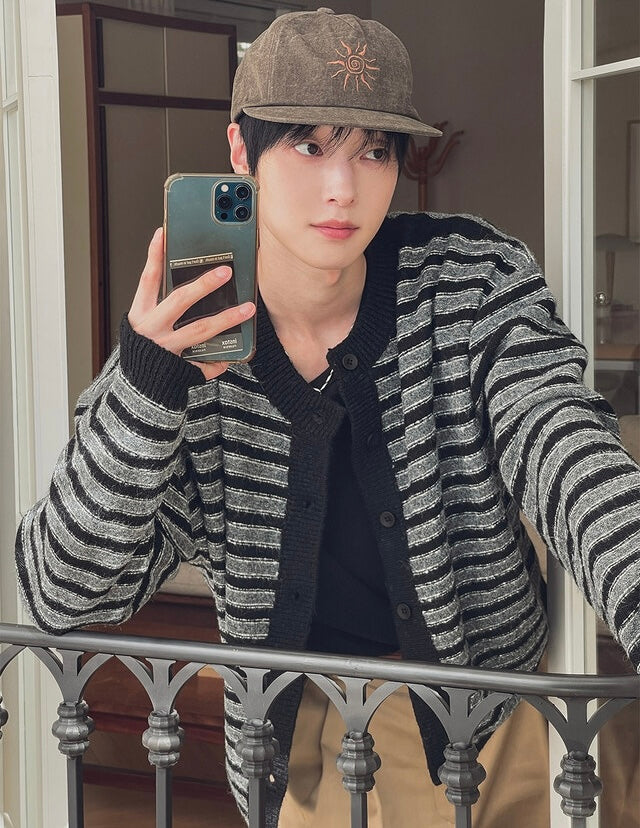 軟糯手感！短款橫間開胸針織外套｜2色入