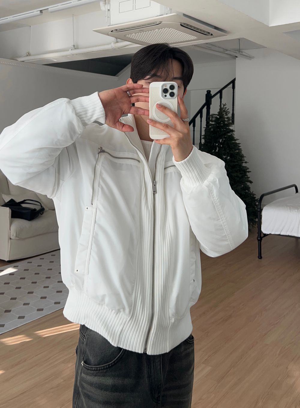 細節加分！高領束帶短款MA1｜3色入