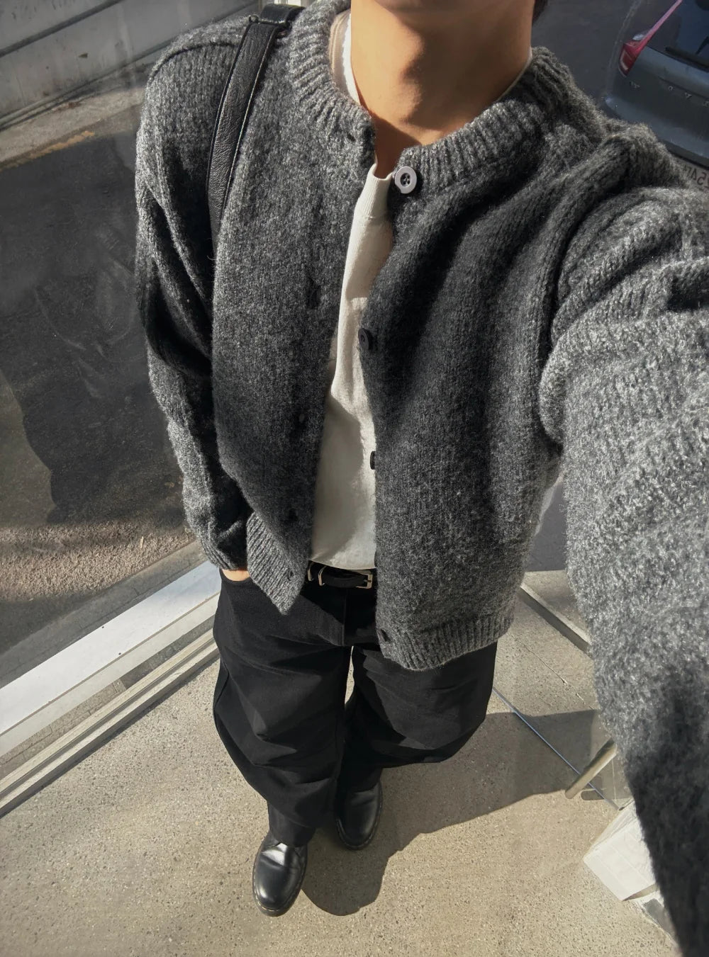 立體剪裁顯肩闊💪🏻圓領短款開胸針織衫｜6色入